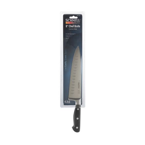C.A.C. KFCC-G81, 8-inch Schnell Stainless Steel Chef Knife with Granton Edge