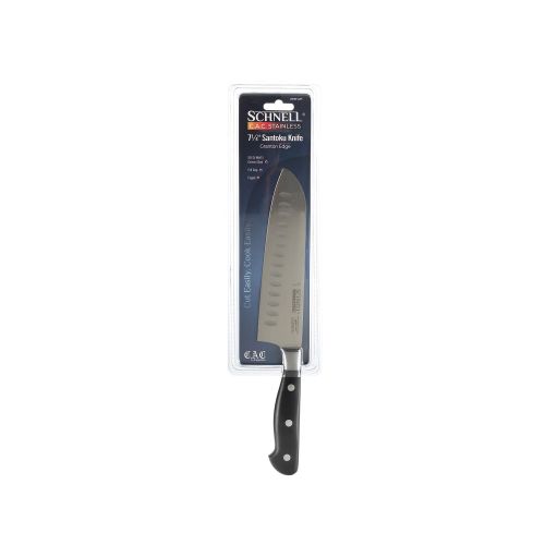 C.A.C. KFST-G71, 7.25-inch Schnell Stainless Steel Santoku Knife with Granton Edge