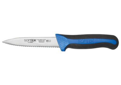 Winco KSTK-31 3.5-Inch Blade Sof-Tek Serrated Paring Knife with Soft-Grip Handle, 2-Piece Set