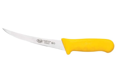 Winco KWP-60Y, 6-Inch Stal High Carbon Steel Flexible Curved Boning Knife, Polypropylene Handle, Yellow, NSF