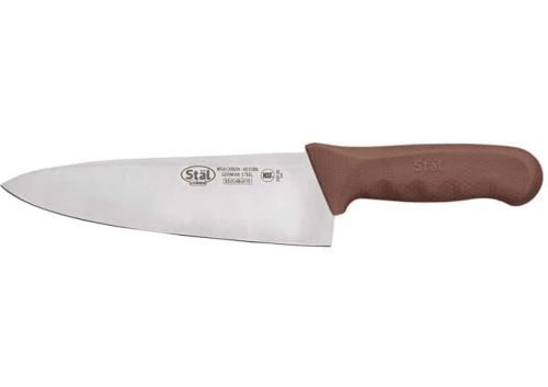 Winco KWP-80N, 8-Inch Stal High Carbon Steel Chefs Knife, Polypropylene Handle, Brown, NSF