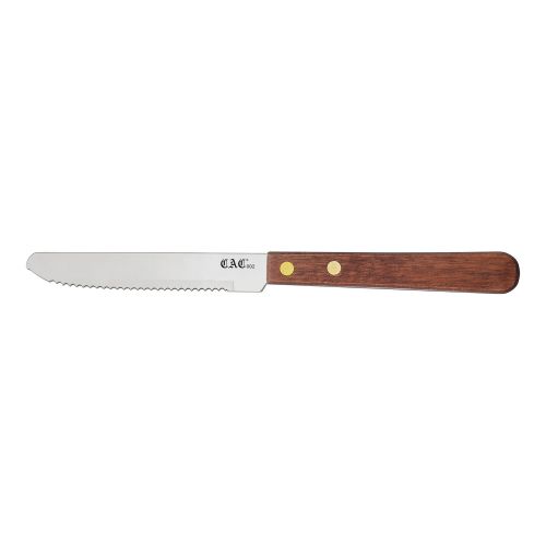 C.A.C. KWSK-45, 4.25-inch Stainless Steel Round Tip Steak Knife with Wooden Handle