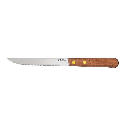 C.A.C. KWSK-46, 4.75-inch Stainless Steel Pointed Tip Steak Knife with Wooden Handle