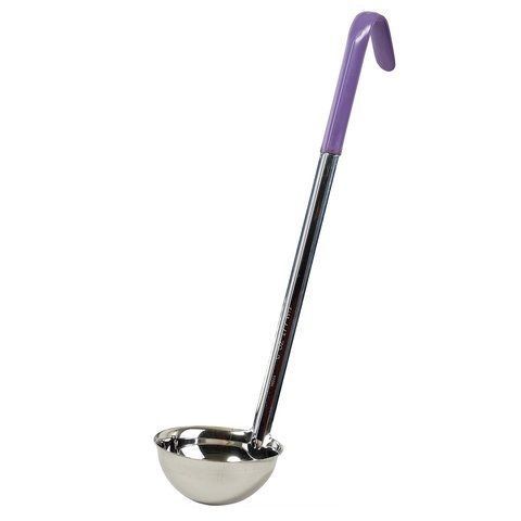 Winco LDC-6P, 6-Ounce Stainless Steel Ladle with Purple Handle, Allergen Free