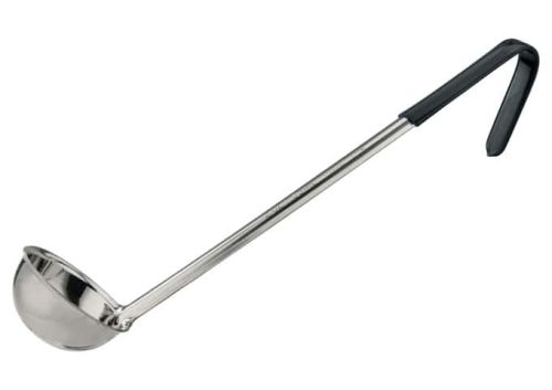 Winco LDCN-2K, 2 Oz 12-Inch One Piece Stainless Steel Sauce Ladle w/Coated Handle, Black, NSF
