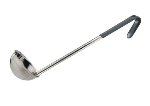 Winco LDCN-4, 4 Oz 12-Inch One Piece Stainless Steel Soup Ladle w/Coated Handle, Gray, NSF