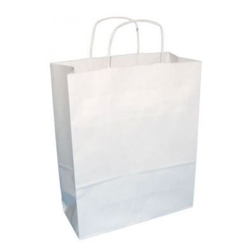 SafePro LINW 10x5x13-Inch White Paper Bag with Handles, 250/CS