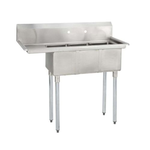 L&J LJ1216-3L, 12x16-Inch 3-Compartment Stainless Steel Sink with Left Drainboard