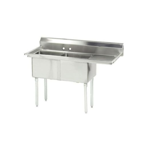 L&J LJ1818-2R 18x18-inch Stainless Steel 2-Compartment Sink with Right Drainboard
