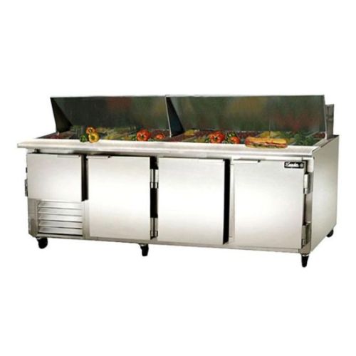 Leader LM96, 96-Inch Mega Top Bain Marie / Sandwich & Salad Refrigerated Prep Table with 3 Full & 1 Half Door