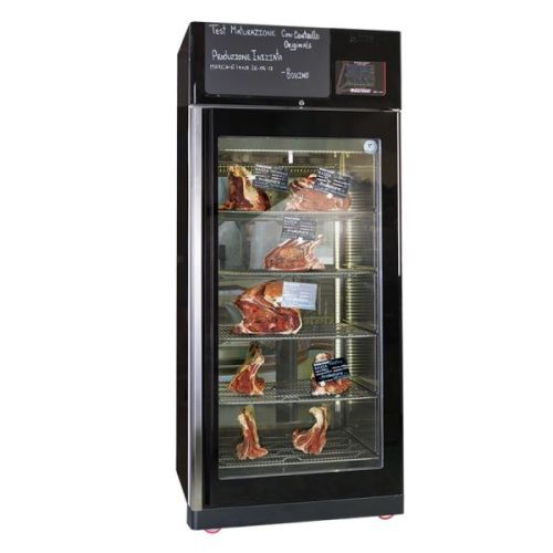 Omcan MATC150TW, 35-inch Maturmeat Glass Door Black Meat Drying &  Preserving Cabinet, 440 lbs of Meat | McDonald Paper & Restaurant Supplies