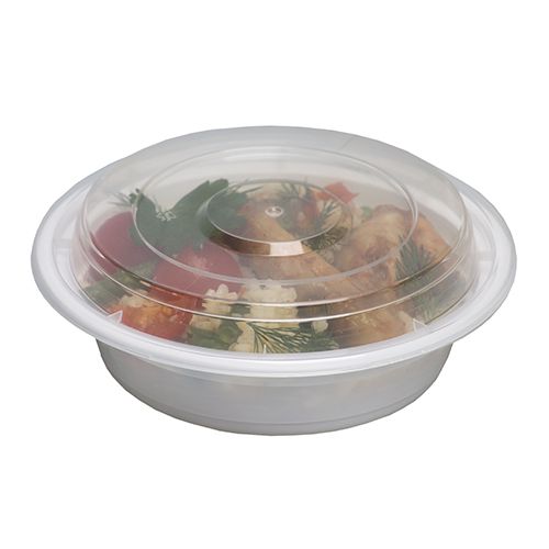 SafePro MC723W, 24 Oz. Round Microwavable Containers Combo, White Bottom, 150/CS