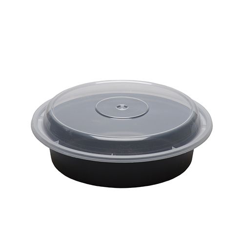 SafePro MC723, 24 Oz. Round Microwavable Containers Combo, Black Bottom, 150/CS