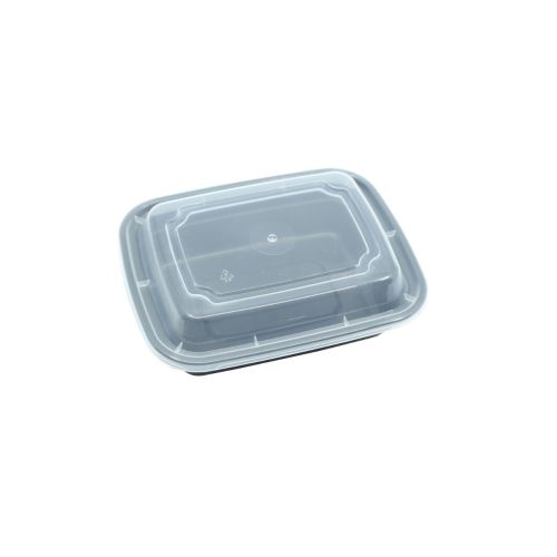12 oz. Rectangular Black Container With Lid Combo 150/CS