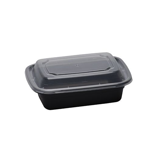 SafePro MC818, 12 oz. Rectangular Microwaveable Containers Combo, Black Bottom, 150/cs