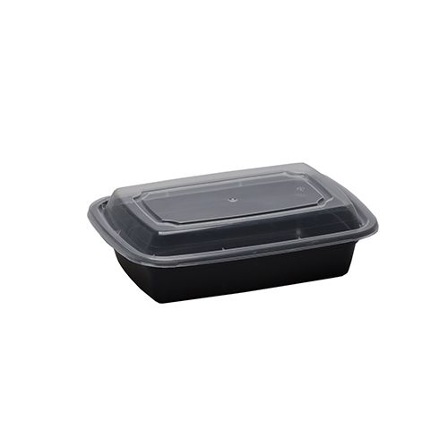 SafePro MC888 38 oz. Rectangular Microwaveable Containers Combo, Black Bottom, 150/cs