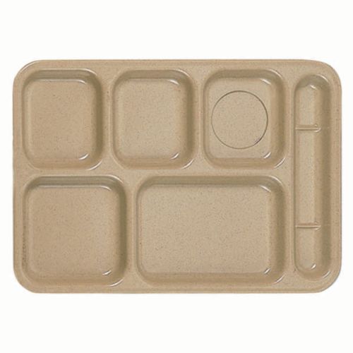 Thunder Group ML802S 14.5 x 10 Inch Western Milestone Melamine Rectangular Right-Hand 6 Compartment Sand Colored Tray, DZ