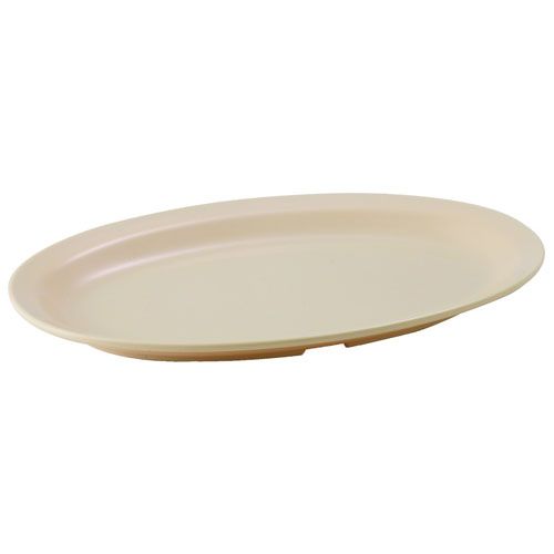 Winco MMPO-118, 11.5x8-Inch Oval Melamine Platters with Narrow Rim, Tan, 1 Dozen, NSF