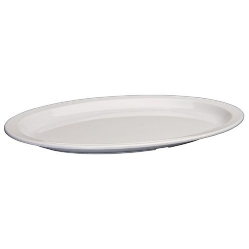 Winco MMPO-1510W, 15.5x10.88-Inch Oval Melamine Platters with Narrow Rim, White, 1 Dozen, NSF