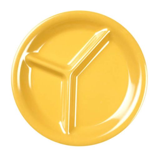 Yanco MS-710YL 10-Inch Milestone Melamine Round Yellow 3-Compartment Plate, 24/CS