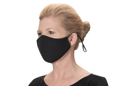 Winco MSK-2KLXL, 2-Ply Cotton Black Reusable & Adjustable Face Mask, L/XL Size, Pack of 2
