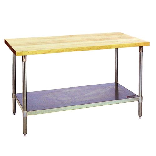 Eagle Group MT2448B, 24x48-Inch Hardwood Baker's Table with Flat Top, Galvanized Legs and Adjustable Undershelf, NSF, KCL