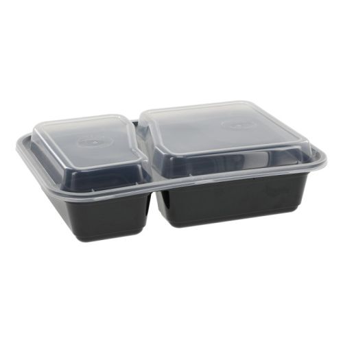 Pactiv NC8288B-NS, 30 Oz Newspring 2-Compartment Microwavable Container and Lid Combo, 150/CS