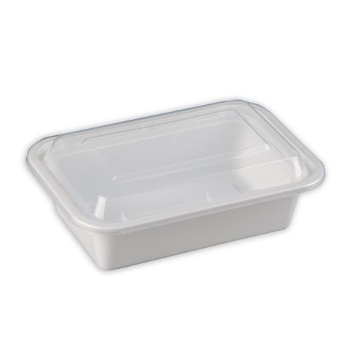 Plastic To-Go Containers And Lids - Rectangle - Black With Clear Lid -  24oz. - 100 Count Box