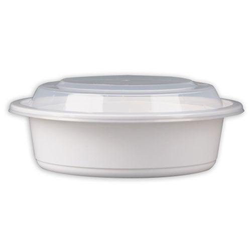 Black Round Microwavable Container with Lid, SafePro 32 oz 100 