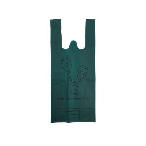 NWLIQB2SHGR, 6.75x4.33x15.75-Inch 2 Bottle Green Shorty Non Woven Reusable Liquor Bag, 1000/CS