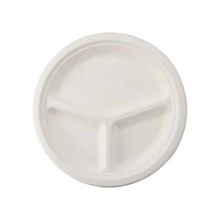 SafePro BP93PF, 6-Inch 3-Compartment PFAS-Free Bagasse Plate, 500/CS