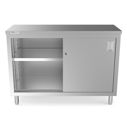 Prepline PC-1848, 18x48-Inch Stainless Steel Enclosed Base Work Table with Sliding Doors