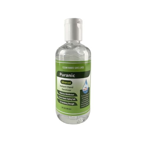 Puranic PHS8-X 8 Oz Flip Top Gel Hand Sanitizer, 65% Alcohol, EA
