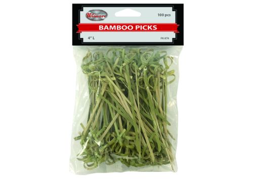 Winco PK-KT4, 4-Inch Knotted Bamboo Picks, 100/PK