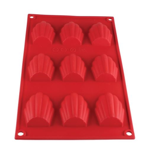 Thunder Group PLBM006S, 1-Ounce Madeleine High Heat Silicone Baking Mold, 9 Cavities
