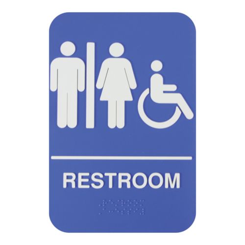 Thunder Group PLIS6960BL, 6x9x1-inch Acrylonitrile Styrene 'Restroom/Accessible' Information Sign with Braille, EA