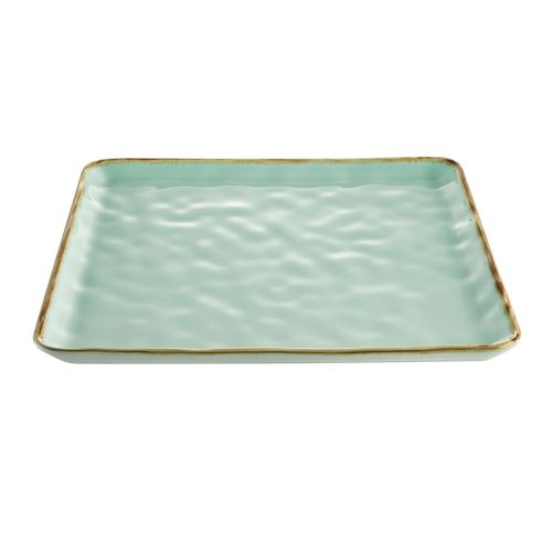 C.A.C. PMS-SQ21-G, 12-Inch Porcelain Light Green Square Plate, DZ