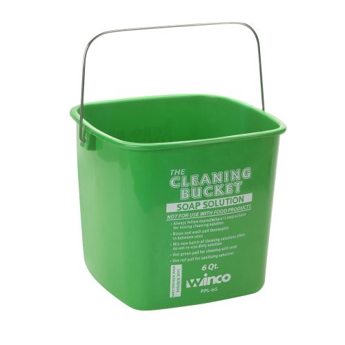 Winco PPL-6G, 6-Quart Cleaning Bucket, Green Soap Solution