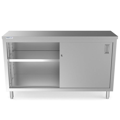 Prepline PC-1860, 18x60-Inch Stainless Steel Enclosed Base Work Table with Sliding Doors