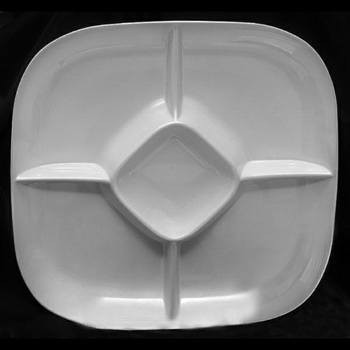 Thunder Group PS1515W 15 x 1 3/4 Inch Deep Western Passion White Melamine Square Chip and Dip Platter, EA