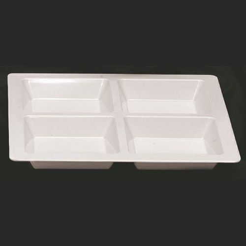 Thunder Group PS5104W 60 Oz 13 1/2 x 1 3/8 Inch Deep Western Passion White Melamine Square 4 Compartment Tray, EA