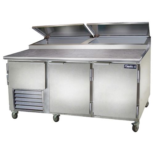 Leader ESPT72, 72x36x43-Inch Refrigerated Pizza Preparation Table, 24.6 Cu. Ft, Self-Contained, S/S Top