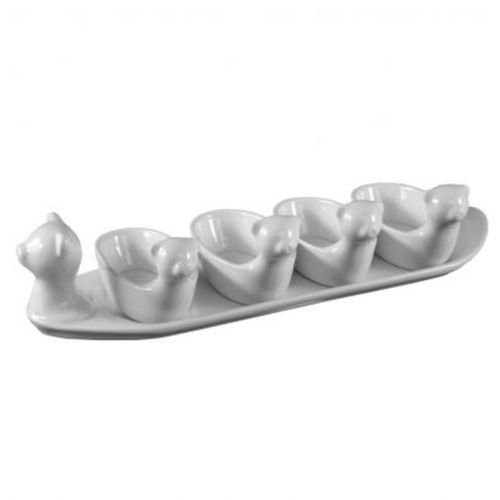 C.A.C. PTA-4-S, 13.75-Inch Porcelain 4 Cute Dishes 3.5 Oz (x4) with Long Tray, 6-Set/CS