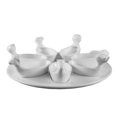 C.A.C. PTA-7-S, 11.5-Inch Porcelain 7 Cute Dishes 3.5 Oz (x7) with Round Tray, 4-Set/CS