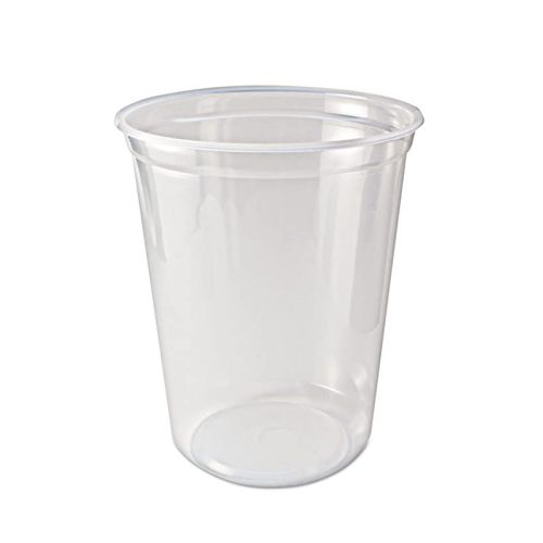 SafePro PTRDC32, 32 Oz PET Clear Round Deli Containers, 500/CS. Lids Are Sold Separately.