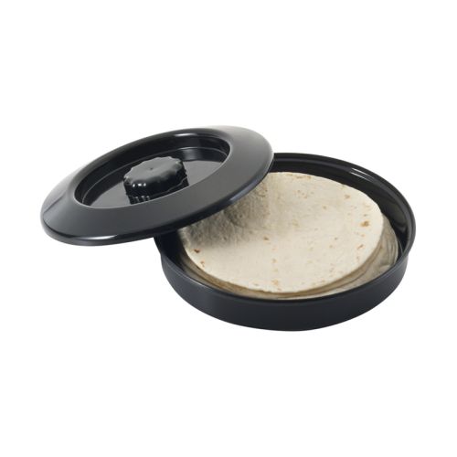 Winco PTW-7K, 7.5x1.87-Inch Black Tortilla Warmer/Server with Lid