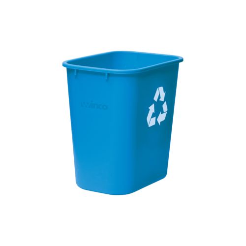 Winco PWR-28L, 28 Quart Blue-Recycle Plastic Rectangular Waste Basket