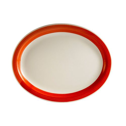 C.A.C. R-12NR-R, 9.5-Inch Stoneware Red Oval Platter with Narrow Rim, 2 DZ/CS