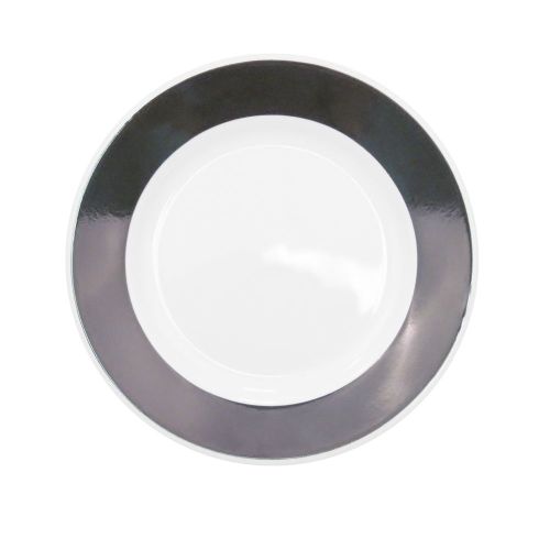 C.A.C. R-21-BLK, 12-Inch Stoneware Black Plate with Rolled Edge, DZ