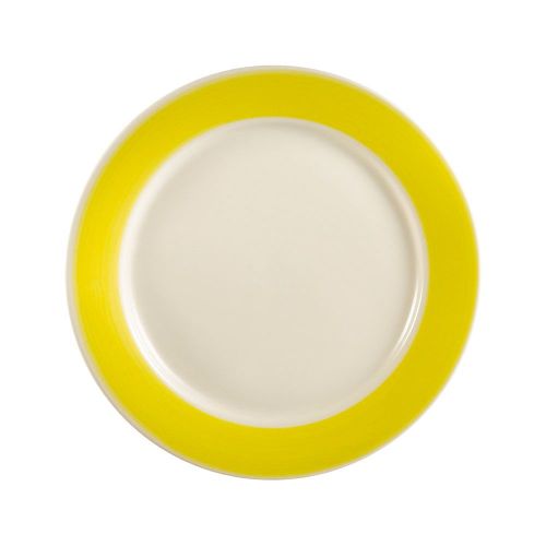 C.A.C. R-21-Y, 12-Inch Stoneware Yellow Plate with Rolled Edge, DZ